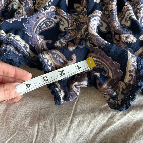 Angie Bohemian Style Navy Blue Floral Flowy Women's Shorts - Picture 5 of 6